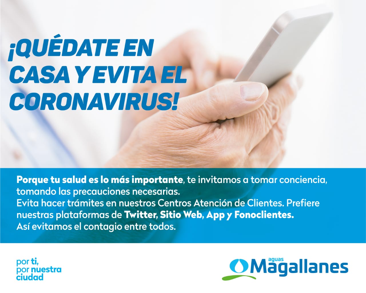 Ante contingencia por Coronavirus:  Aguas Magallanes informó medidas especiales para suspensión y reposición de servicios en beneficio de sus clientes