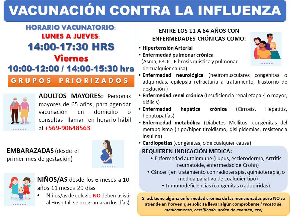 Hospital de Porvenir actualiza información de atención telefónica y vacunación contra la influenza