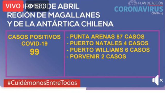 Balance del Gobierno Regional situación coronavirus, Magallanes, 1 de abril – Vía Facebook Live