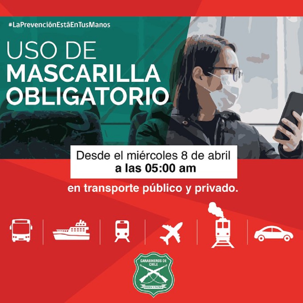 Uso obligatorio de mascarillas en el transporte público, rige en la región de Magallanes desde el miércoles 8 de abril