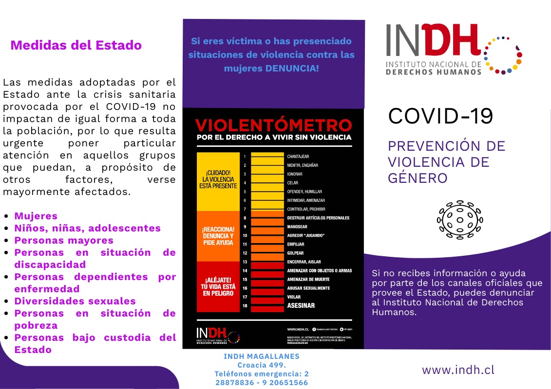 Instituto Nacional de Derechos Humanos difunde recomendaciones para prevención de la violencia de género