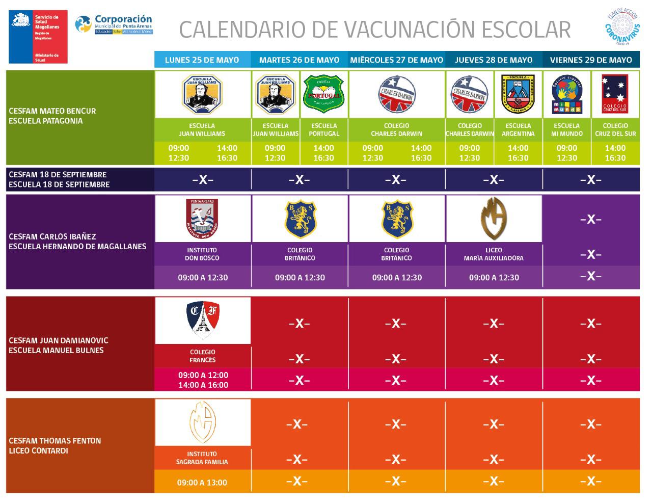 Calendario de vacunación escolar contra la influenza en Punta Arenas: desde el 25 al 30 de mayo