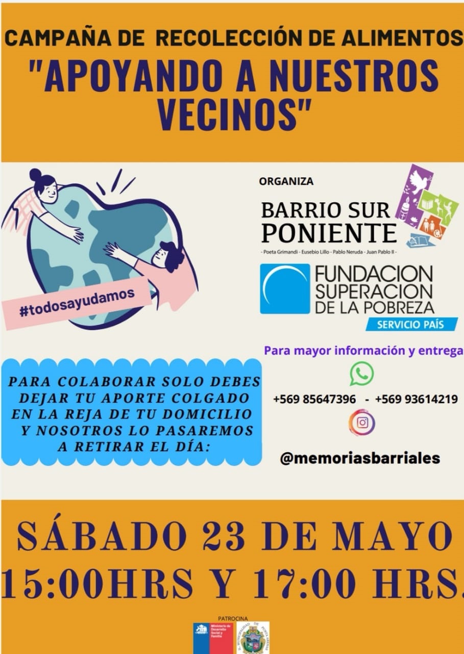 Vecinos del barrio sur apoyados por la Fundación para la Superación de la Pobreza realizarán campaña de recolección de alimentos este sábado en Punta Arenas