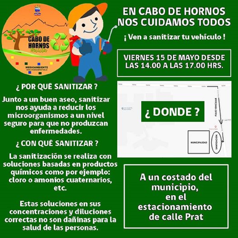 Municipio de Puerto Williams realiza sanitización de vehículos particulares