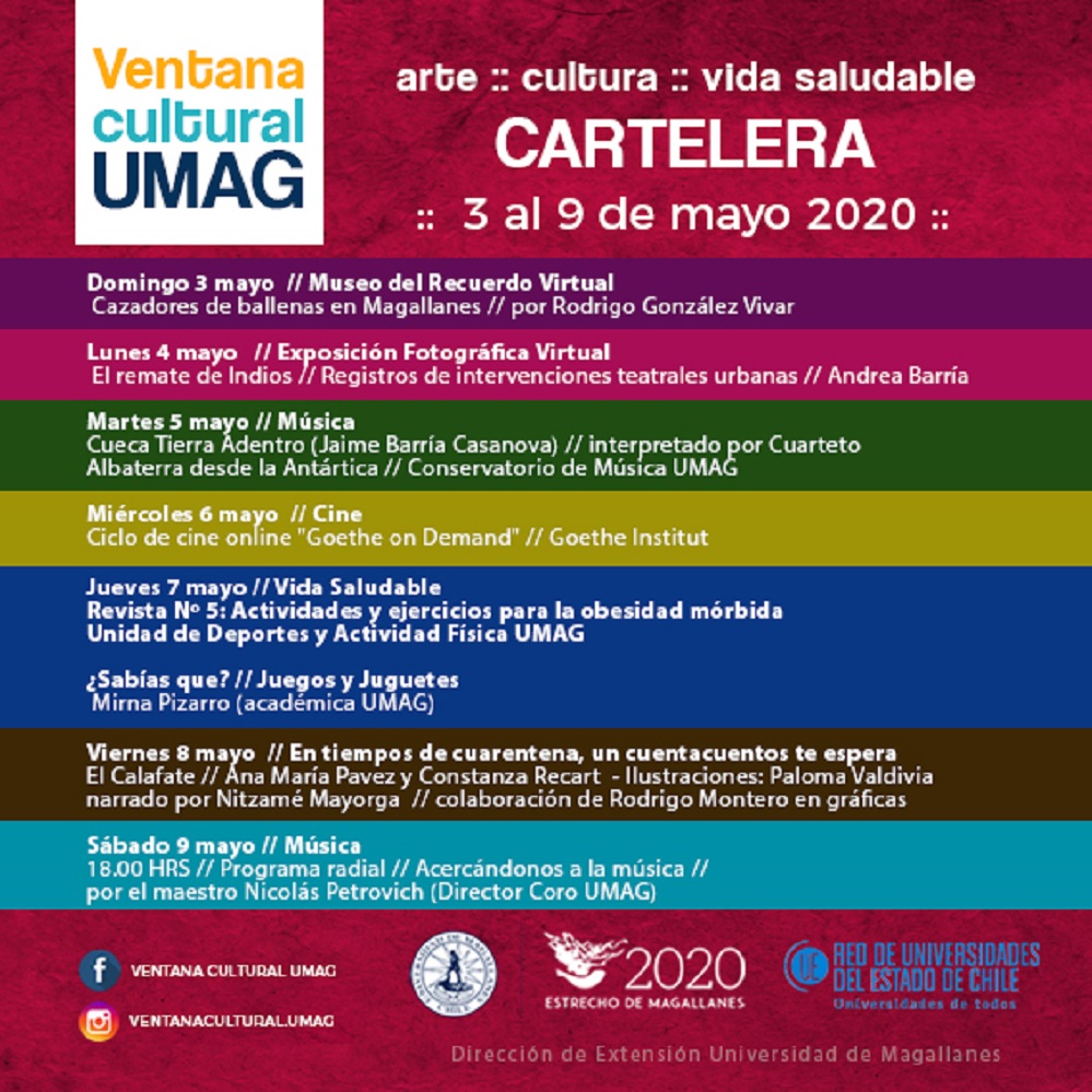 Cartelera cultural de Magallanes, semana del 3 al 9 de mayo