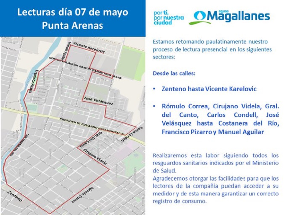 Aguas Magallanes continúa realizando lectura presencial de medidores en Punta Arenas