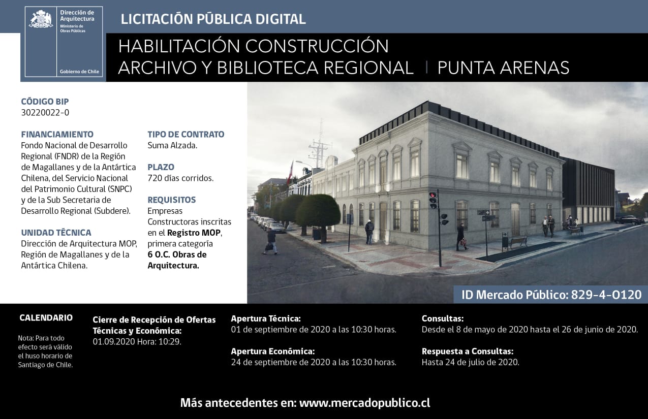 Se abrió licitación para la habilitación y construcción del Archivo y Biblioteca Regional en Punta Arenas