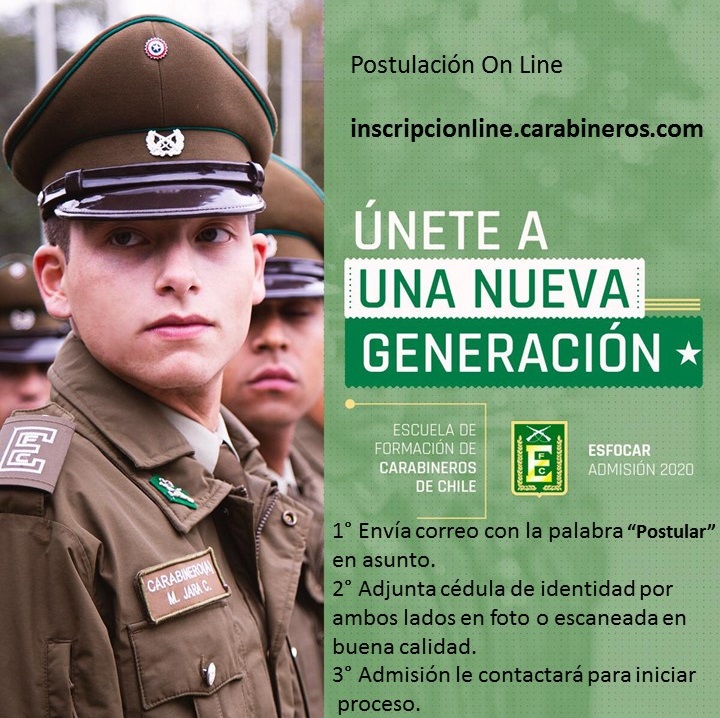 Postulaciones online implementa Carabineros para su Escuela de Formación