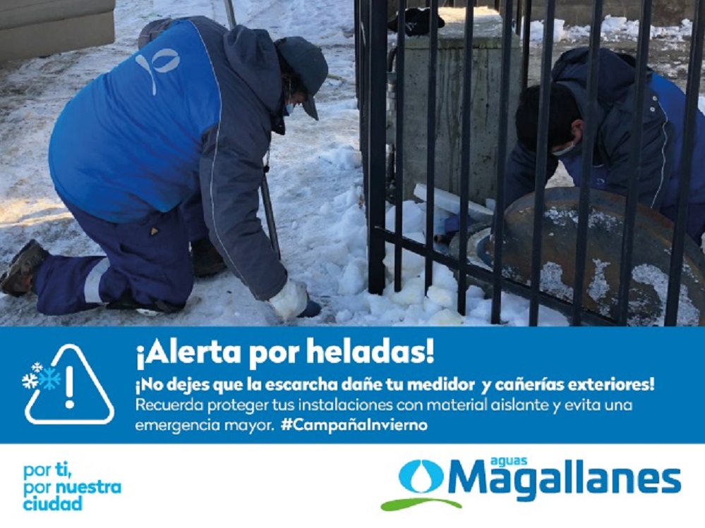 Ante alerta por heladas en la región: Aguas Magallanes recuerda cómo proteger medidores y cañerías exteriores