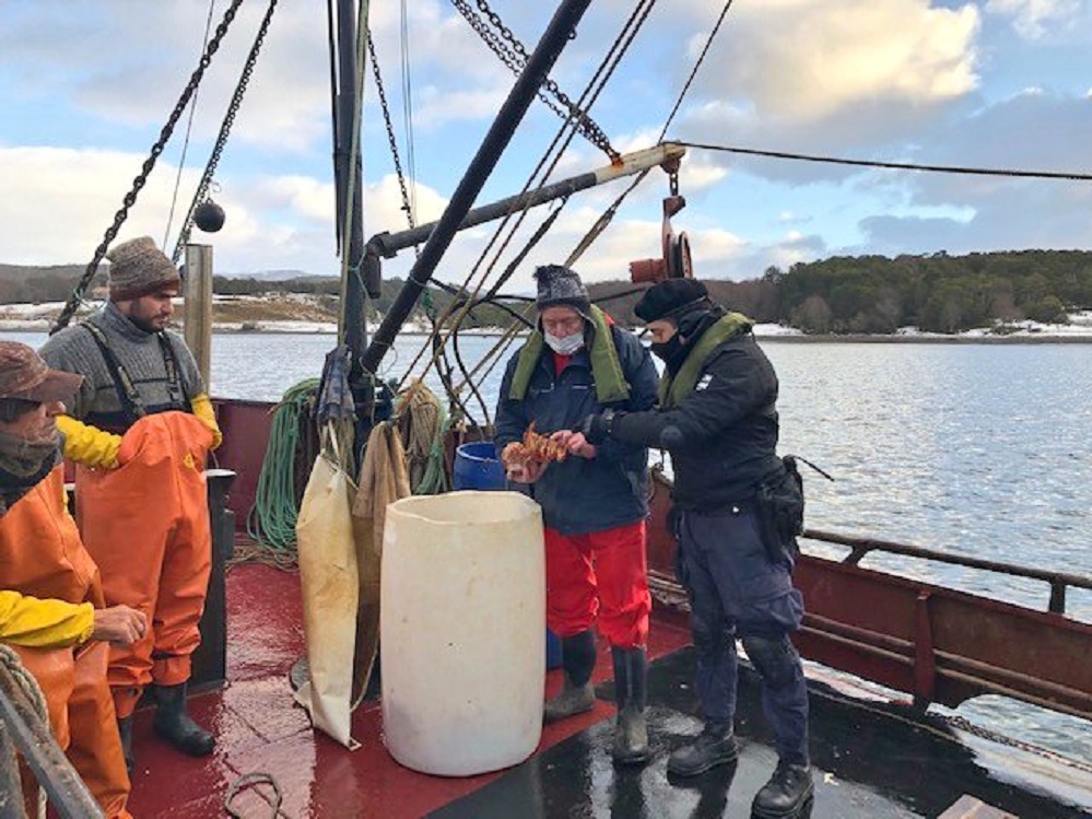 Fiscalizan una de las caletas pesqueras más australes de Chile en temporada de centolla: Caleta Eugenia en Puerto Williams