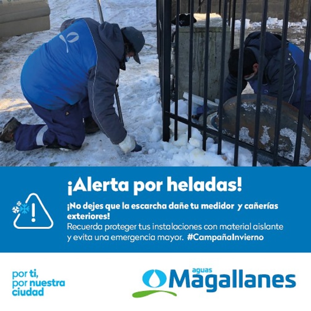 AGUAS Magallanes alerta sobre heladas y cuidado de redes domiciliarias