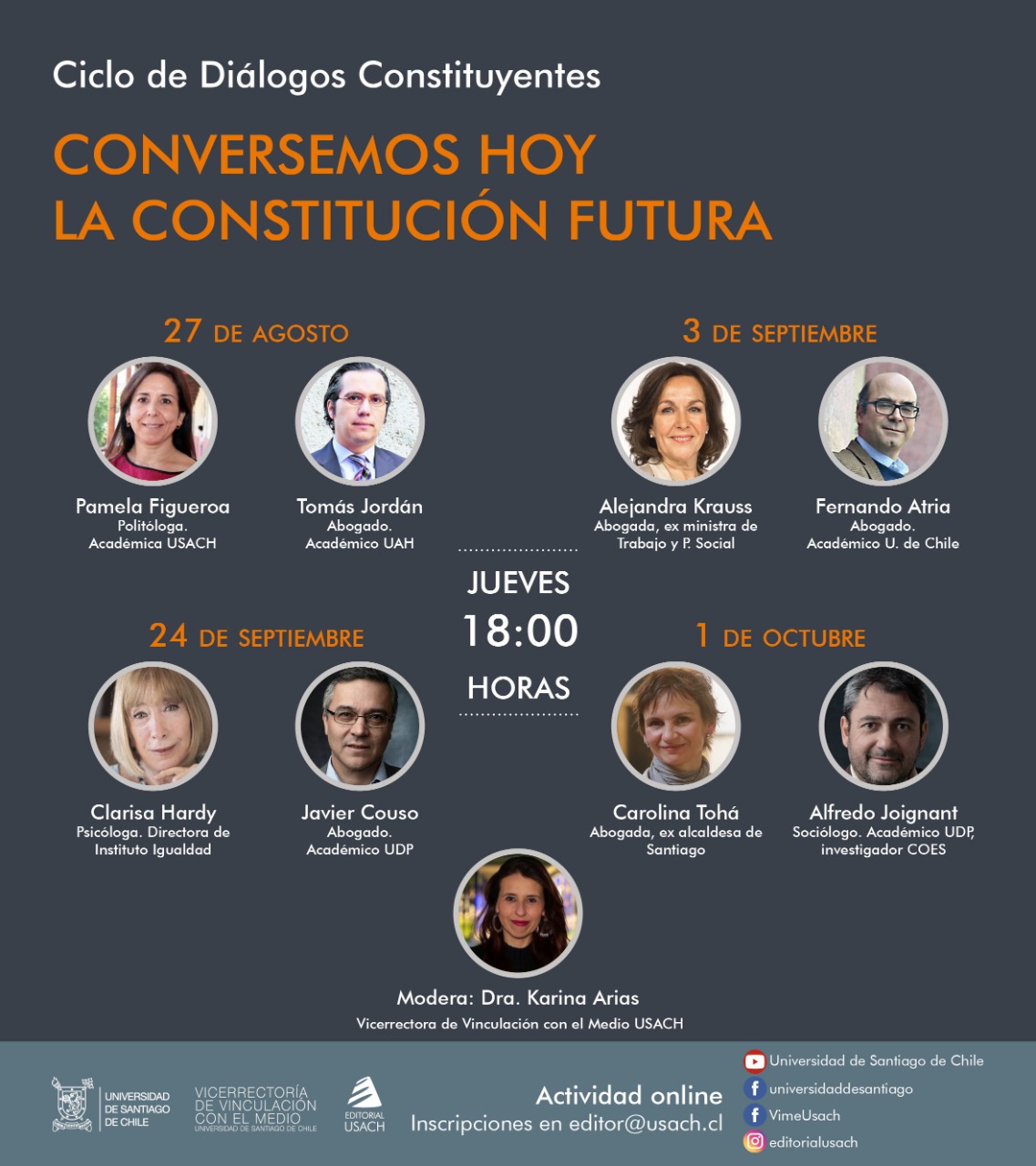 Usach inicia ciclo de Diálogos Constituyentes “Conversemos hoy la Constitución futura” con destacadas y destacados invitados