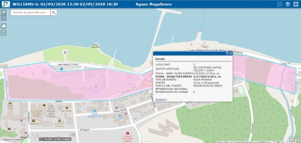 Corte no programado de suministro de agua potable en el sector Costanera de Puerto Williams, informa Aguas Magallanes