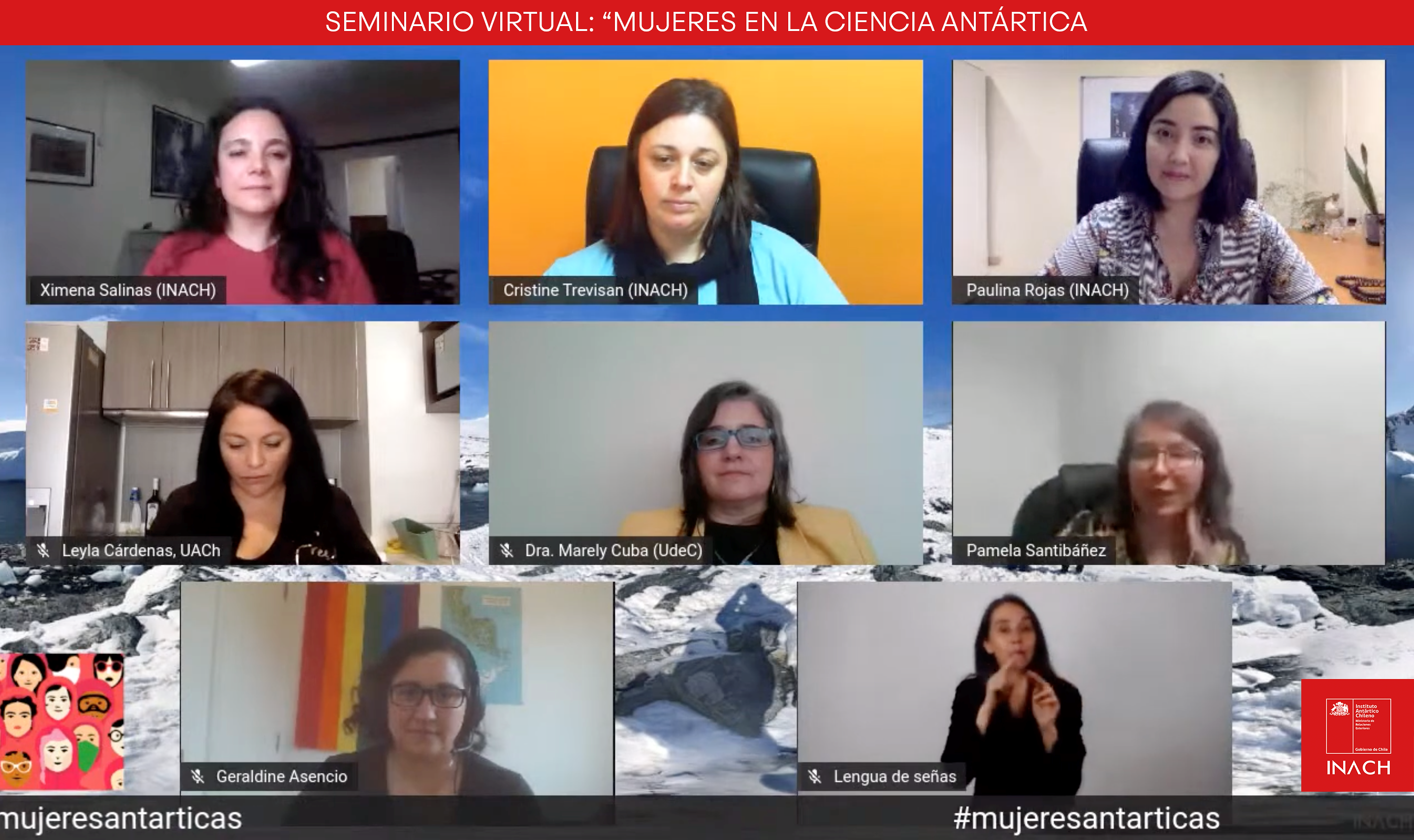 Investigadoras antárticas, docentes, estudiantes y público en general se conectaron a primera versión del seminario “Mujeres en la ciencia antártica” organizado por el Instituto Antártico Chileno (INACH)