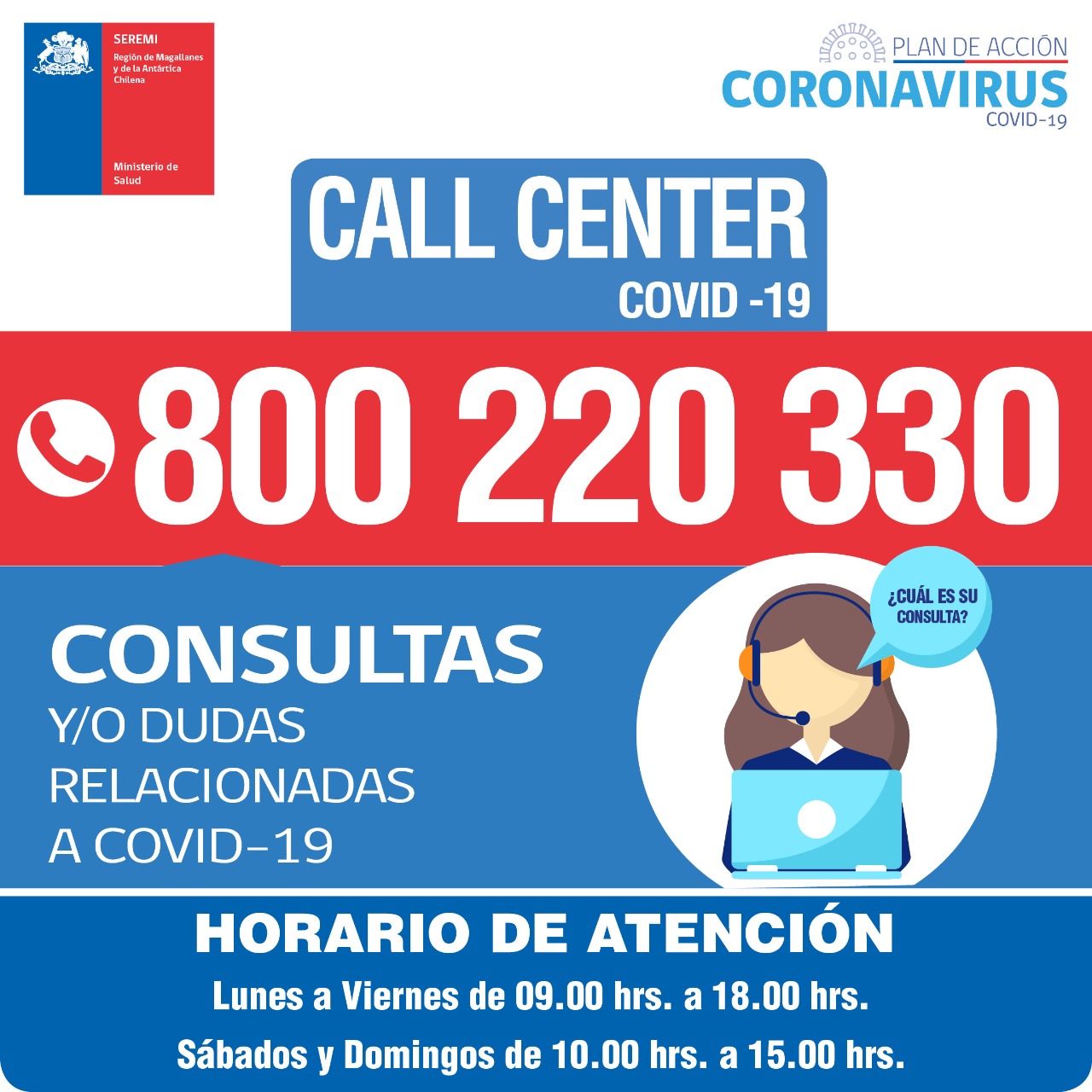En seis semanas de funcionamiento Call Center Covid-19 ha respondido 3.926 consultas