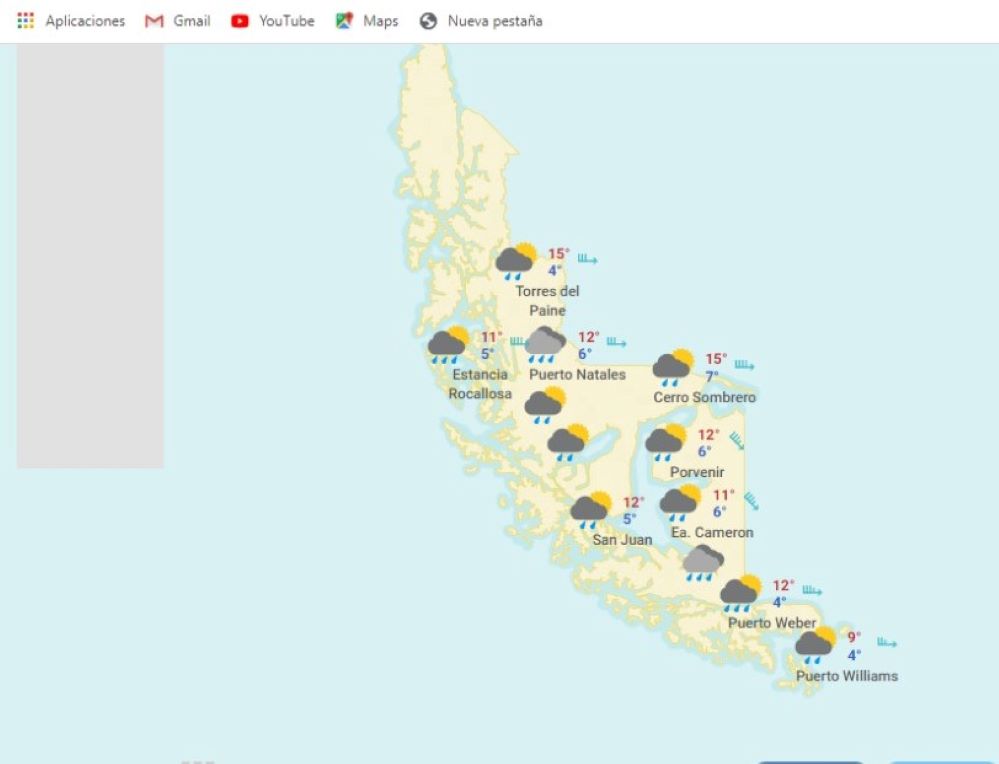 Chubascos parciales y bajas temperaturas pronostican hoy en la región de Magallanes