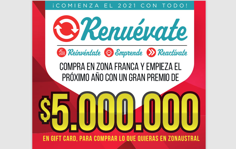 Campaña “Renuévate” Zona Franca de Punta Arenas sorteará un gran premio de $5 millones entre sus visitantes