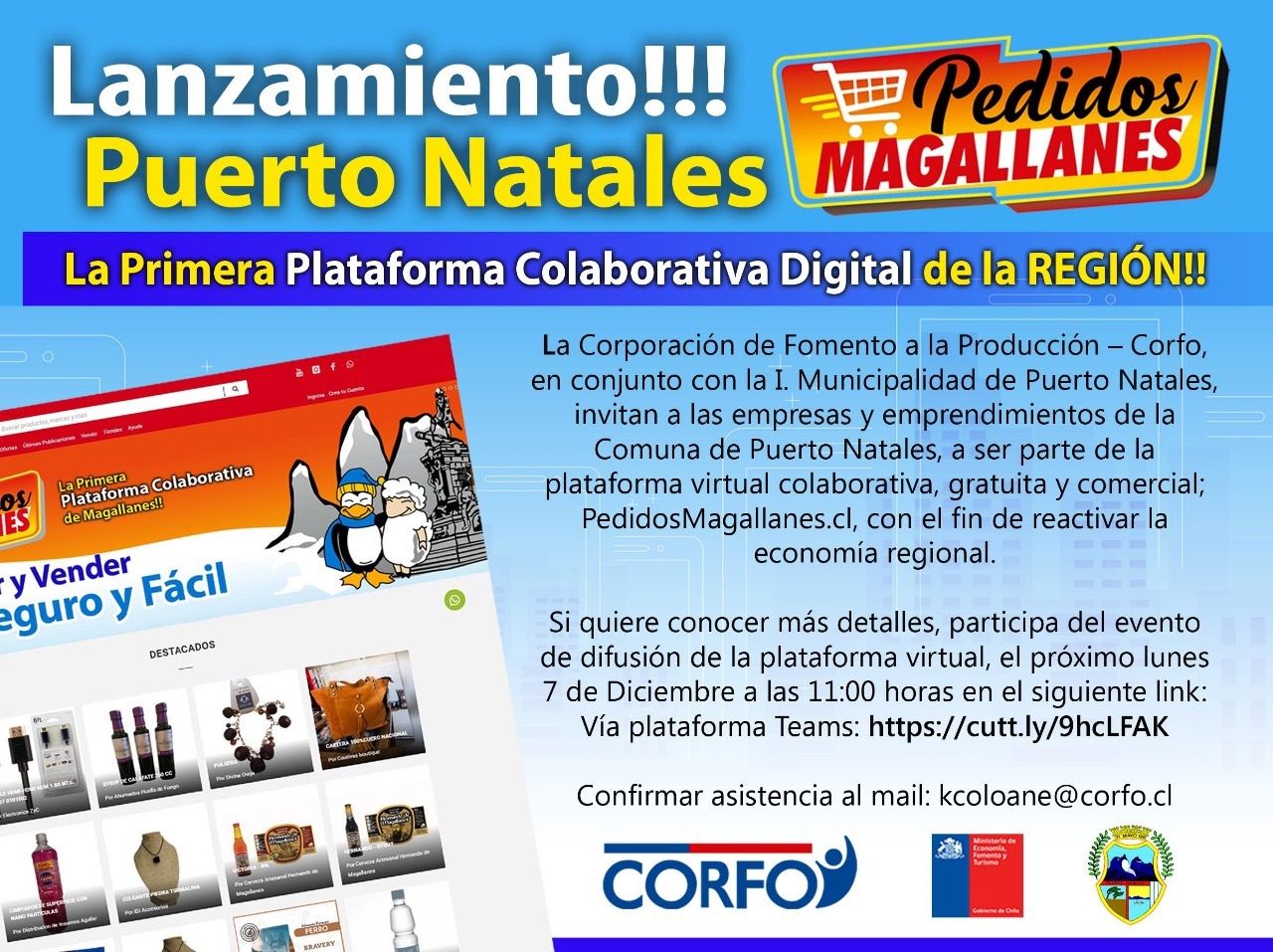 Llega a Puerto Natales PedidosMagallanes.cl 2.0, la plataforma digital de apoyo a las pymes locales