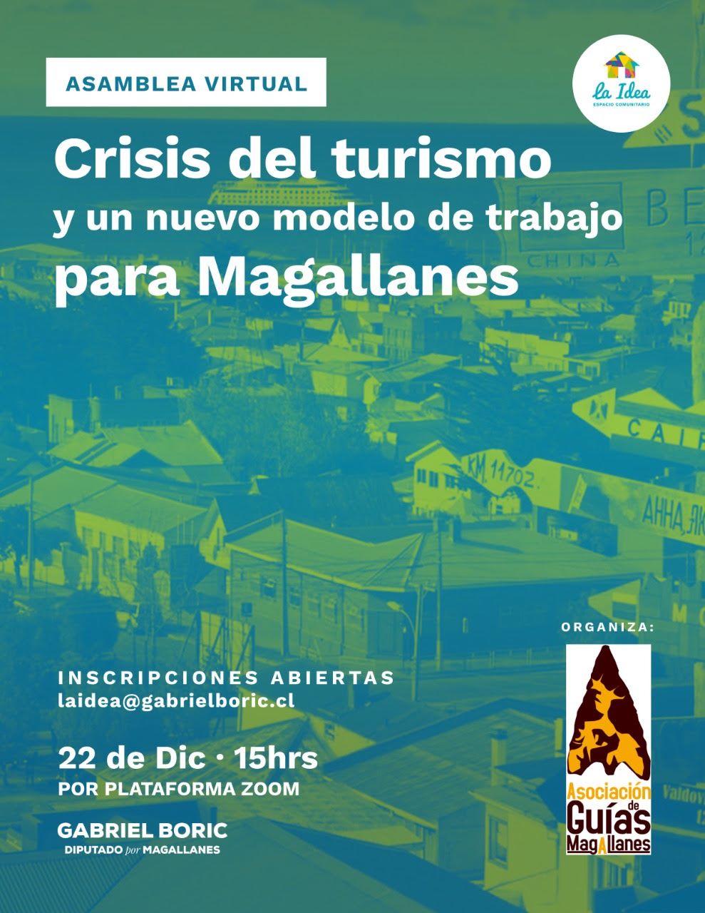 Oficina parlamentaria del diputado Gabriel Boric y Guías de Turismo invitan a Asamblea Virtual sobre el futuro del sector en Magallanes