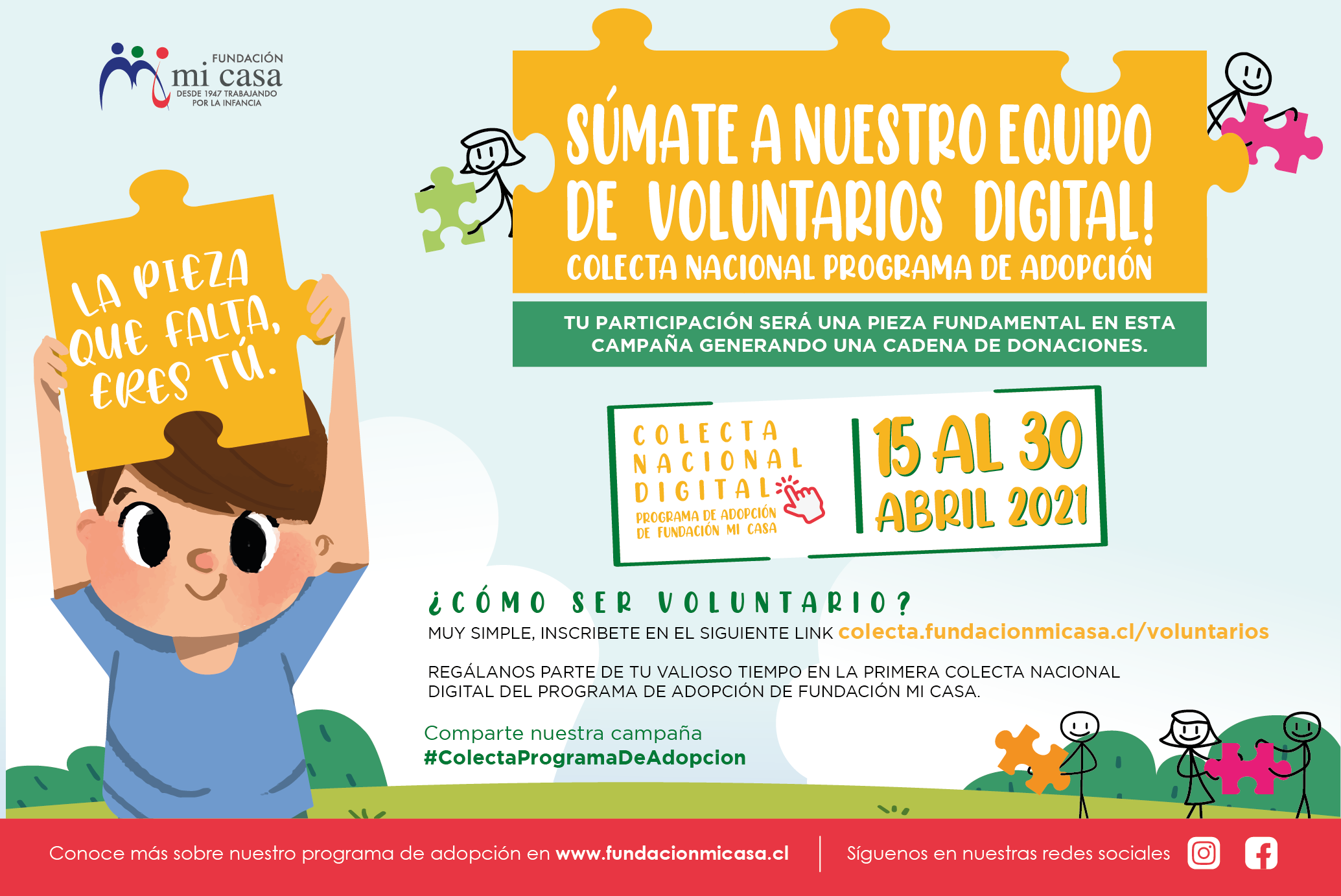 Se buscan voluntarios virtuales: Fundación Mi Casa impulsa la campaña “Colecta Nacional Digital del Programa de Adopción”