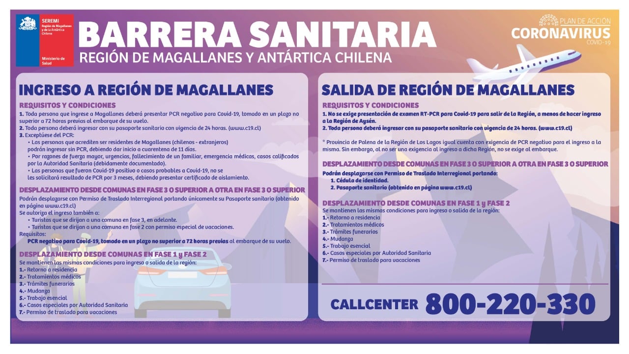Autoridad sanitaria reitera vigencia de la barrera sanitaria en la región de Magallanes