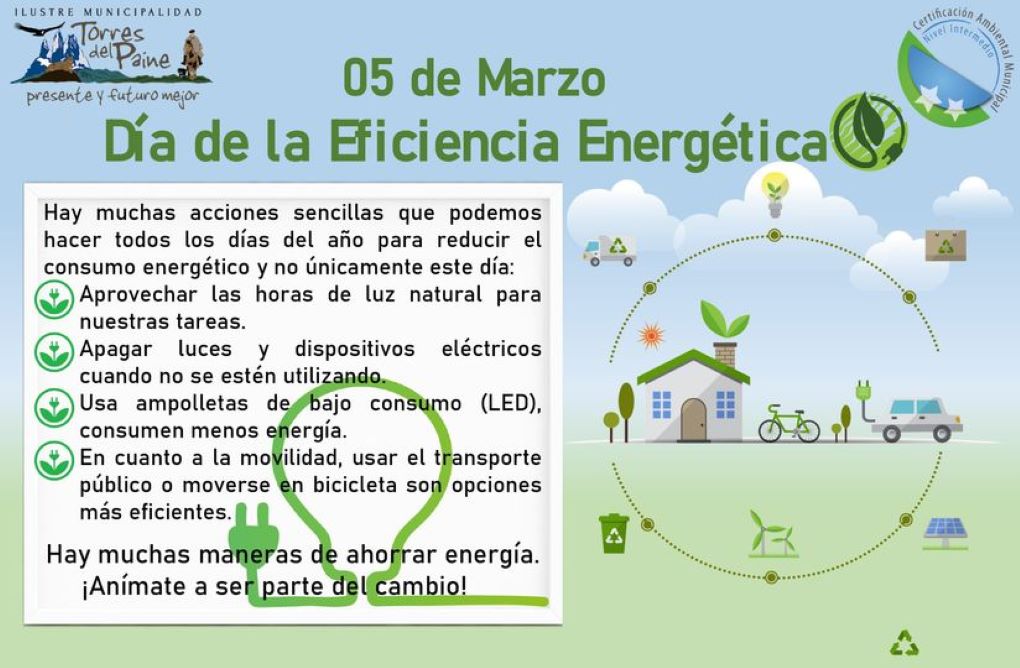 En el Día de la Eficiencia Energética, la comuna de Torres del Paine propone consejos para ahorrar energía
