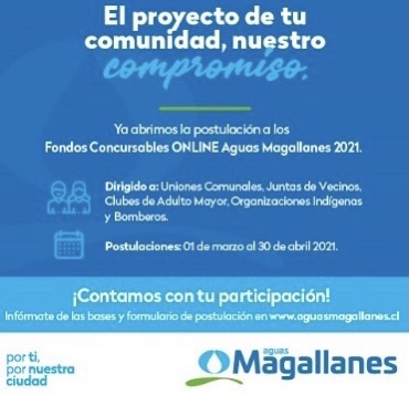 Aguas Magallanes abre postulaciones al Fondo Concursable de Desarrollo Comunitario 2021