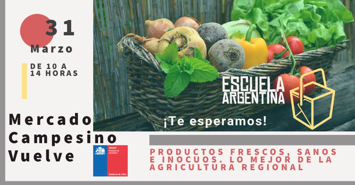Este miércoles 31 de marzo, el Mercado Campesino de INDAP vuelve a la Escuela Argentina de Punta Arenas