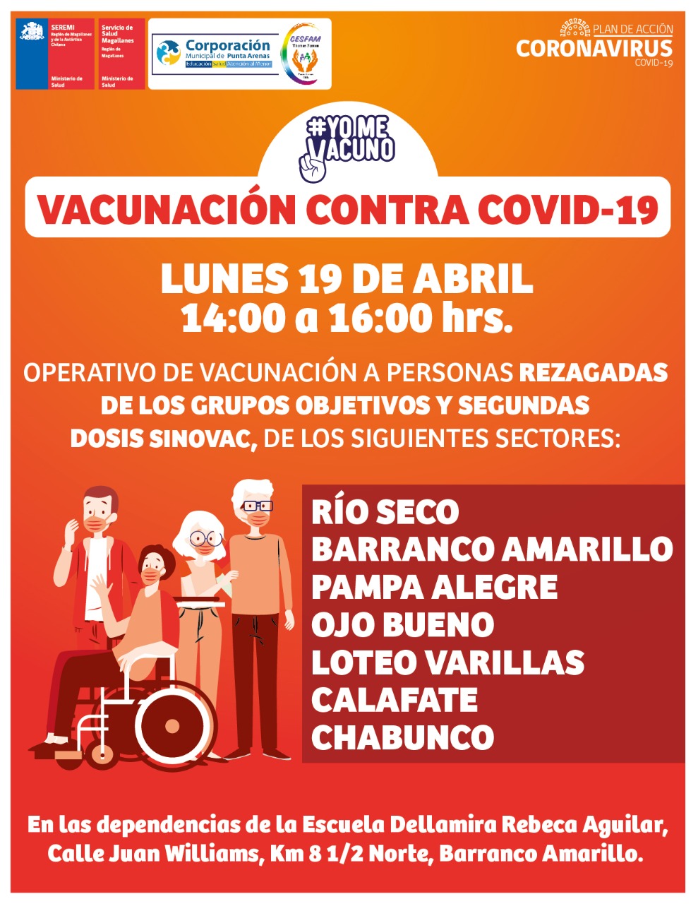 Vacunación contra el covid19 continúa este lunes en Punta Arenas