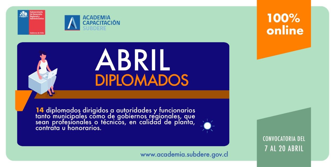 Academia de SUBDERE, abren postulaciones para que funcionarios municipales y de gobiernos regionales estudien gratis 14 diplomados