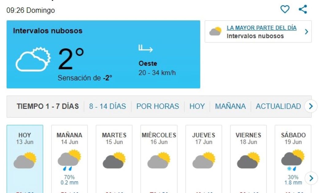 Chubascos débiles, aguanieve y bajas temperaturas se pronostican hoy en Magallanes