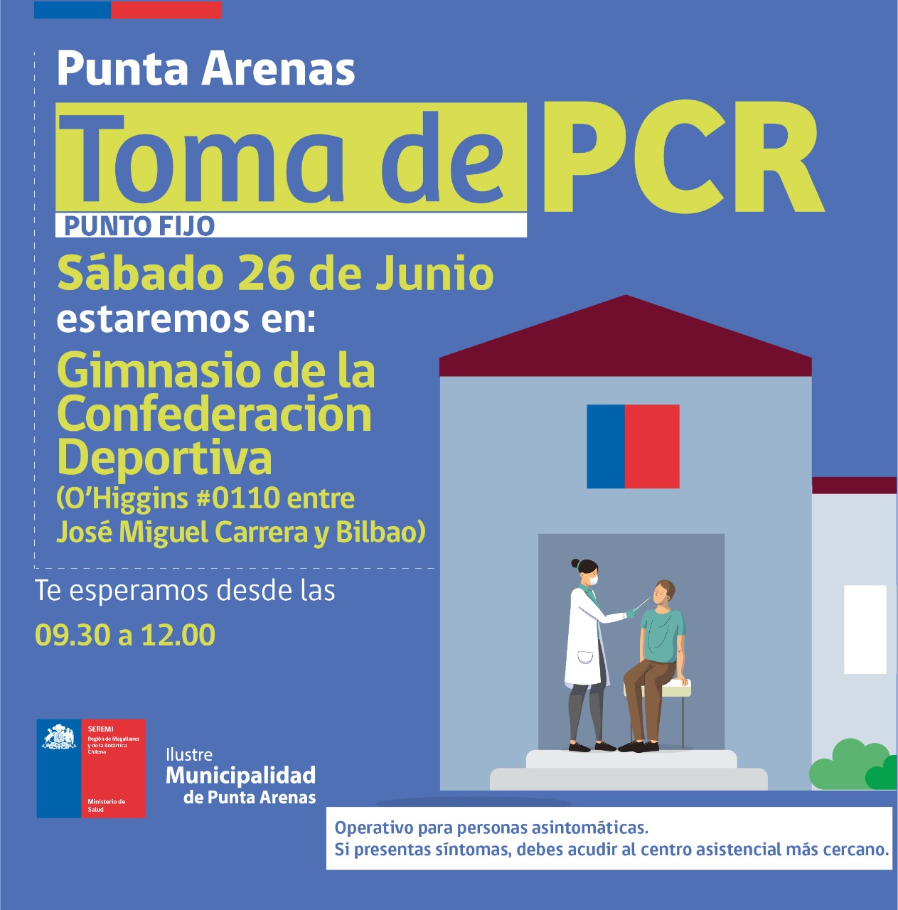 Operativos de toma de PCR se realizan este sábado en Punta Arenas