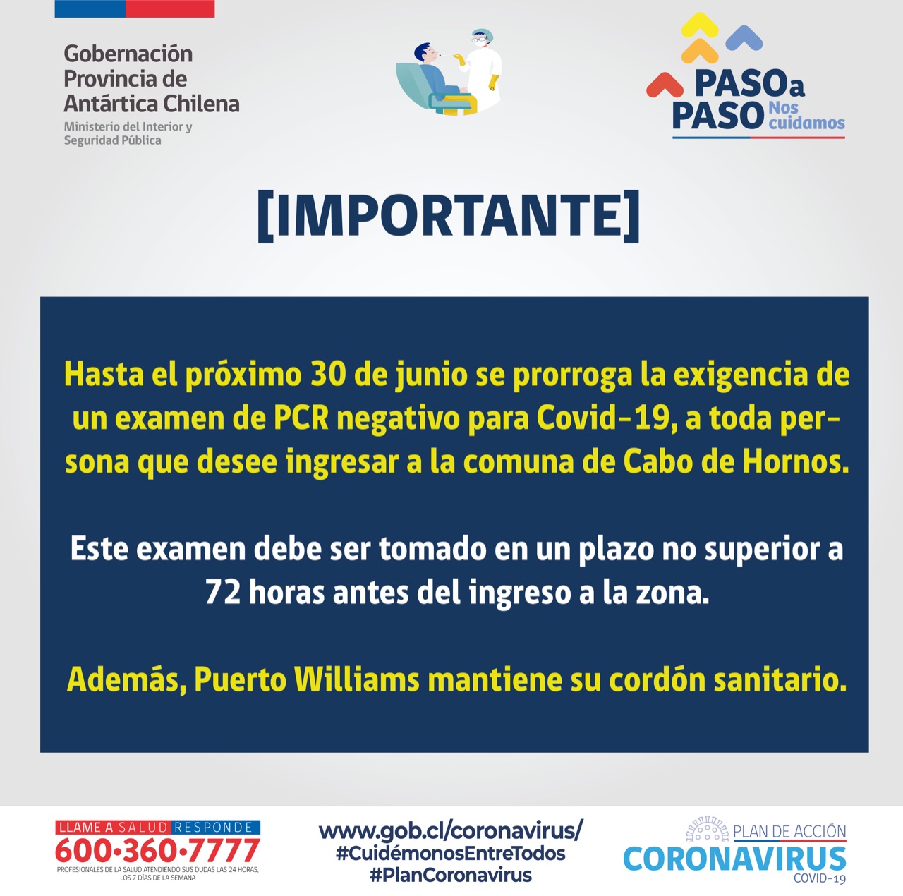 Desde este viernes 4 de junio se levanta cordón sanitario en torno a Puerto Williams