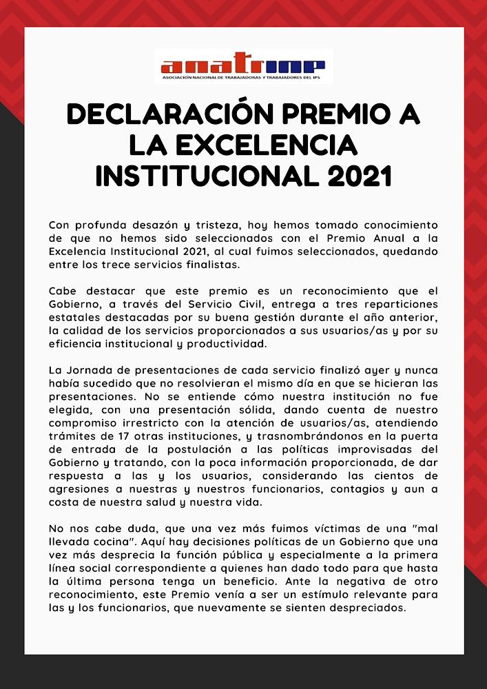 Funcionarios del Instituto de Previsión Social, IPS, sobre Premio a la Excelencia Institucional