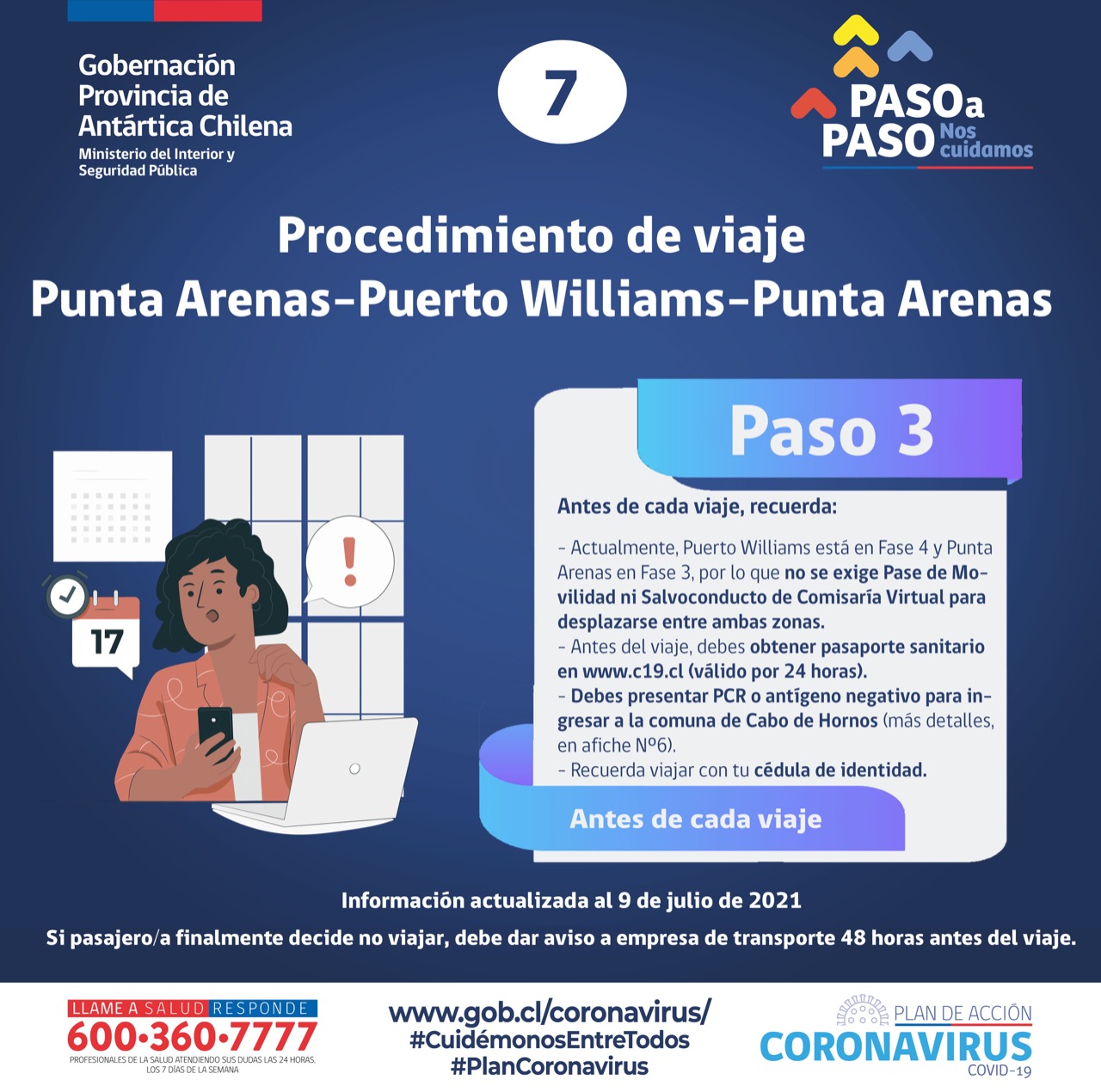 Gobernación Provincial difunde matriz de movilidad entre Punta Arenas y Puerto Williams