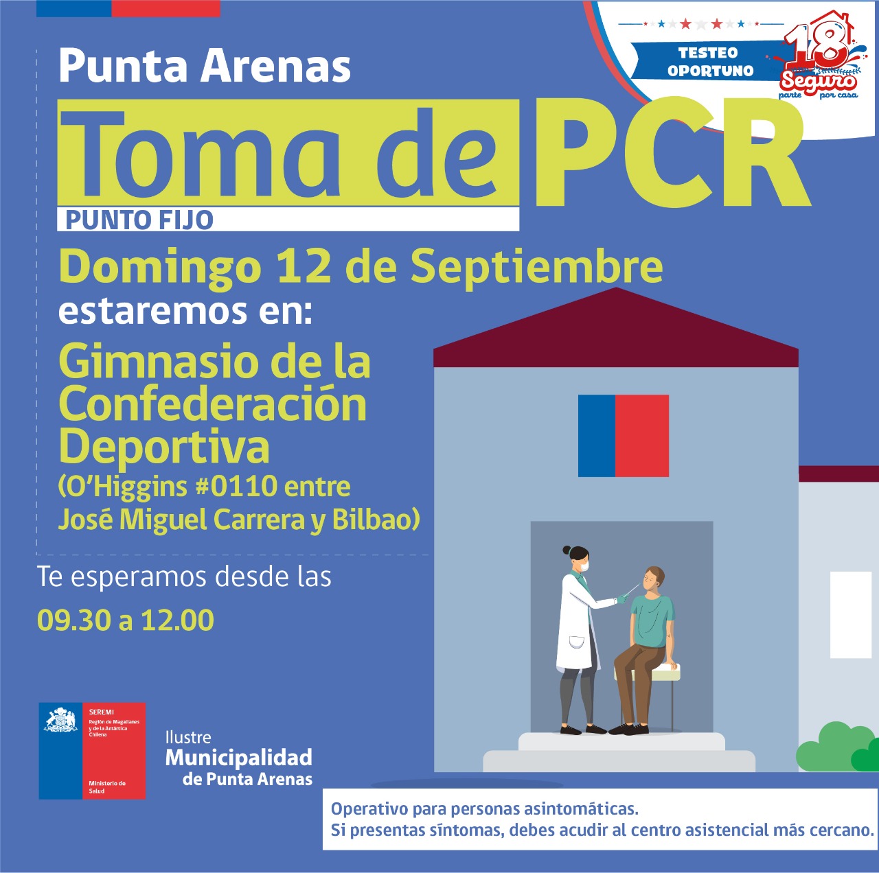 Toma de PCR se efectuará hoy en Punta Arenas