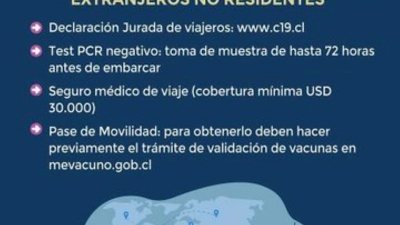 A partir de octubre, Chile abre sus fronteras a viajeros y turistas extranjeros