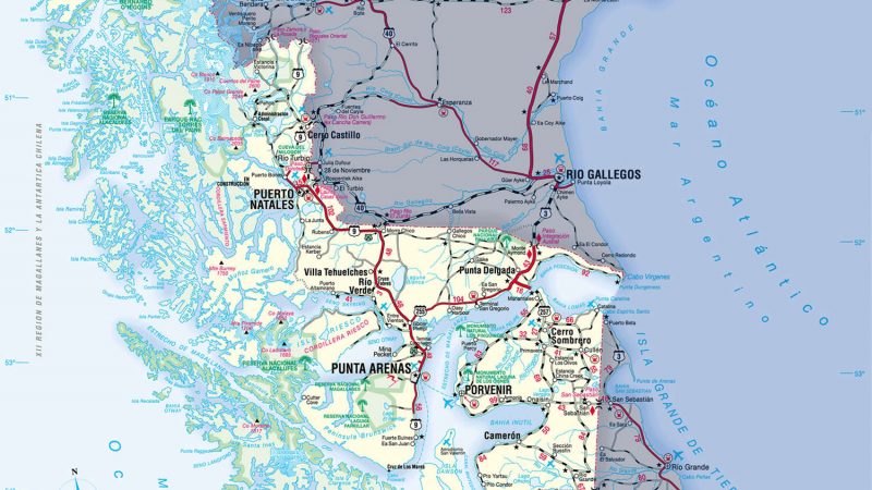 Estado de rutas y condición meteorológica, región de Magallanes, domingo 26 de septiembre