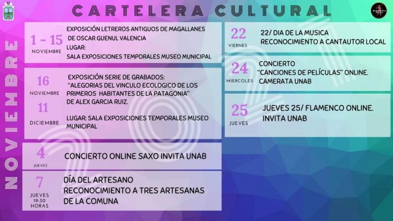 Cartelera cultural en la ciudad de Porvenir para el mes de noviembre