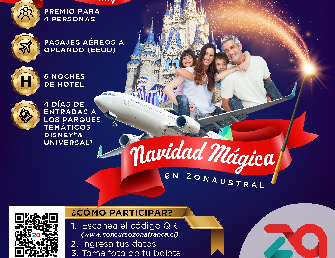 Navidad Mágica: Zona Franca de Punta Arenas ofrece viaje a Orlando para familia magallánica