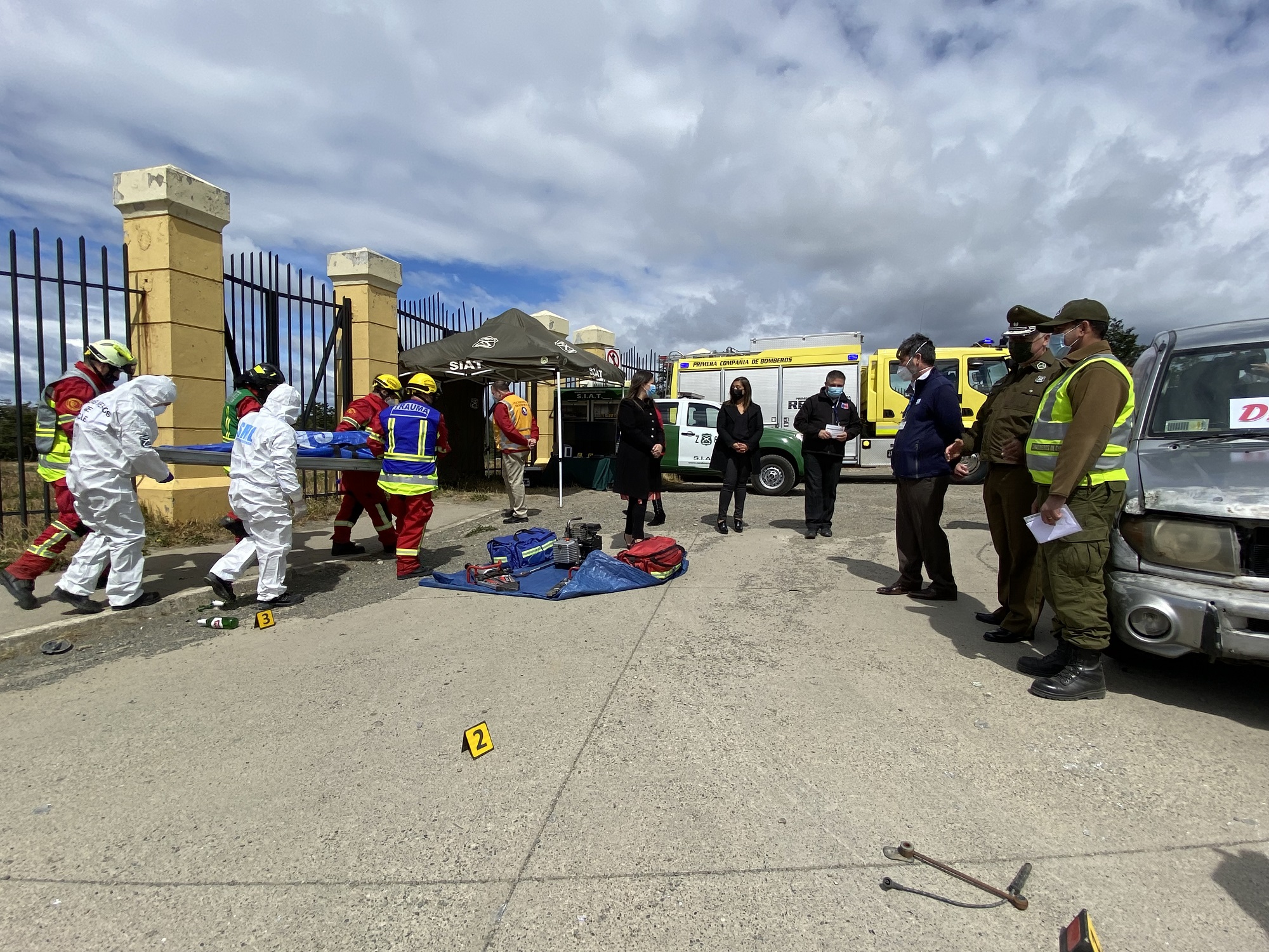 En simulacro de siniestro fatal: autoridades llaman a no repetir cifra de fallecidos al iniciar el 2022 en Magallanes