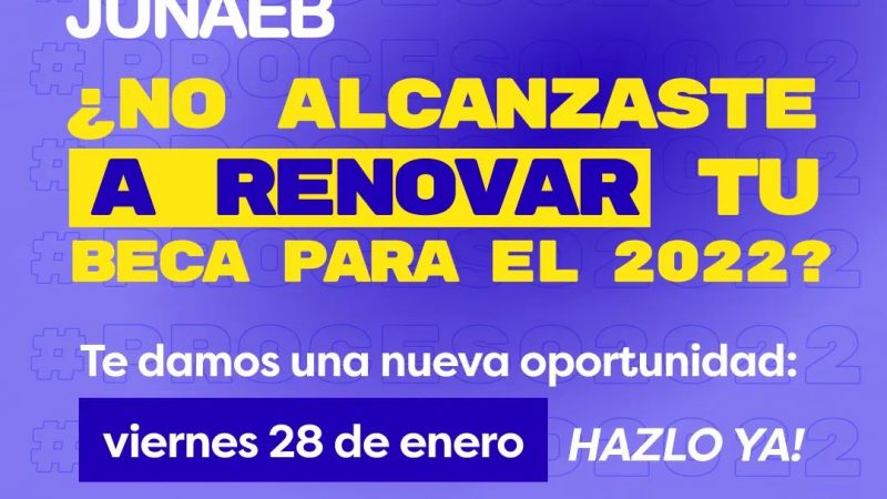 Hasta el 28 de enero, JUNAEB extendió el plazo para renovantes de becas