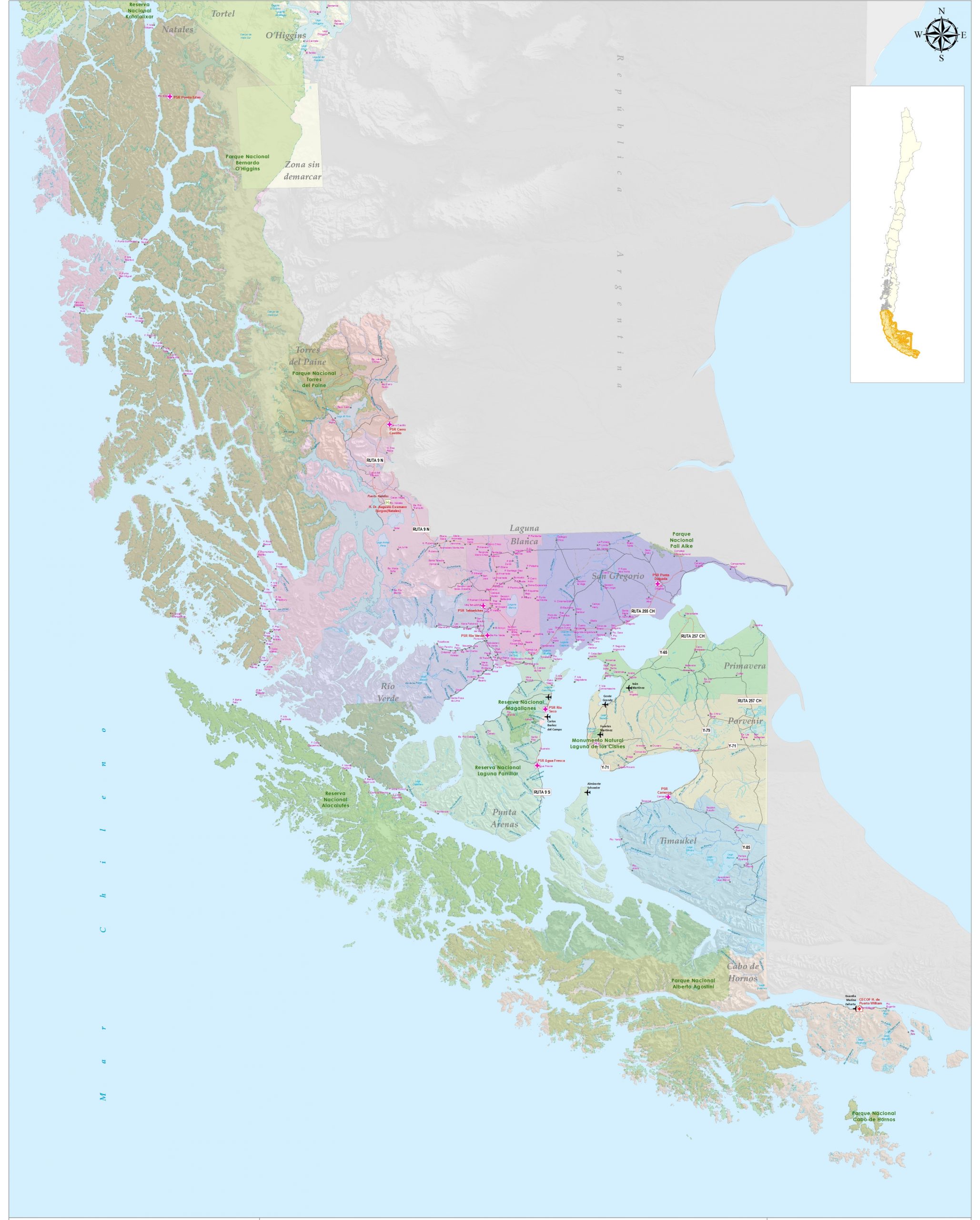 Condición meteorológica y estado de rutas en Magallanes, martes 8 de febrero
