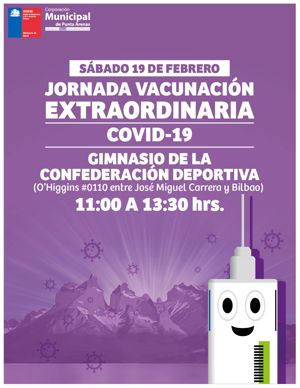 Jornada extraordinaria de vacunación se realiza hoy sábado en Punta Arenas
