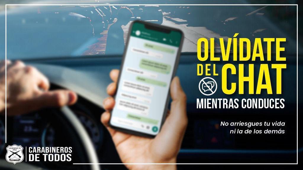 Carabineros reitera llamado a no utilizar aparatos celulares mientras conduce
