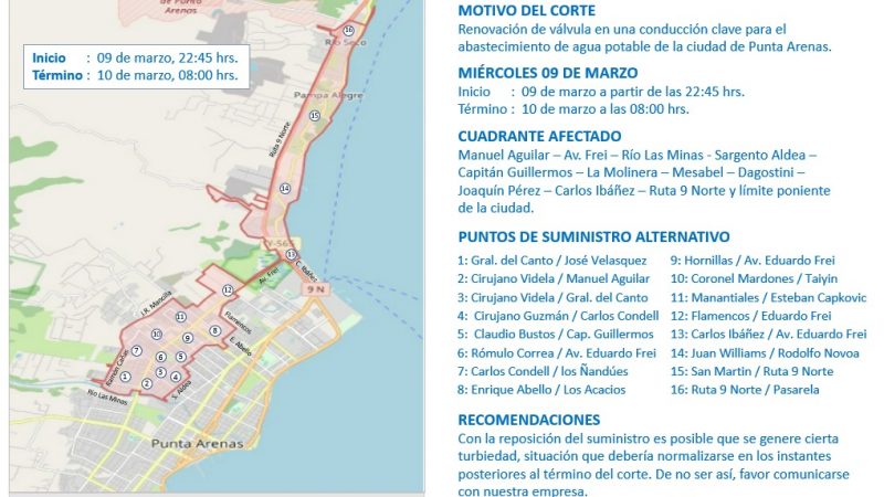 Aguas Magallanes se prepara para realizar trabajos de mejoramiento de importante matriz alimentadora de agua potable
