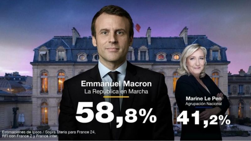 Emmanuel Macron es reelegido presidente de Francia, derrotando a la candidata de ultraderecha Marine Le Pen