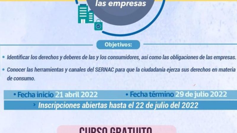 SERNAC impartirá curso «Derechos de los consumidores y obligaciones de las empresas en el marco de la Ley del Consumidor»