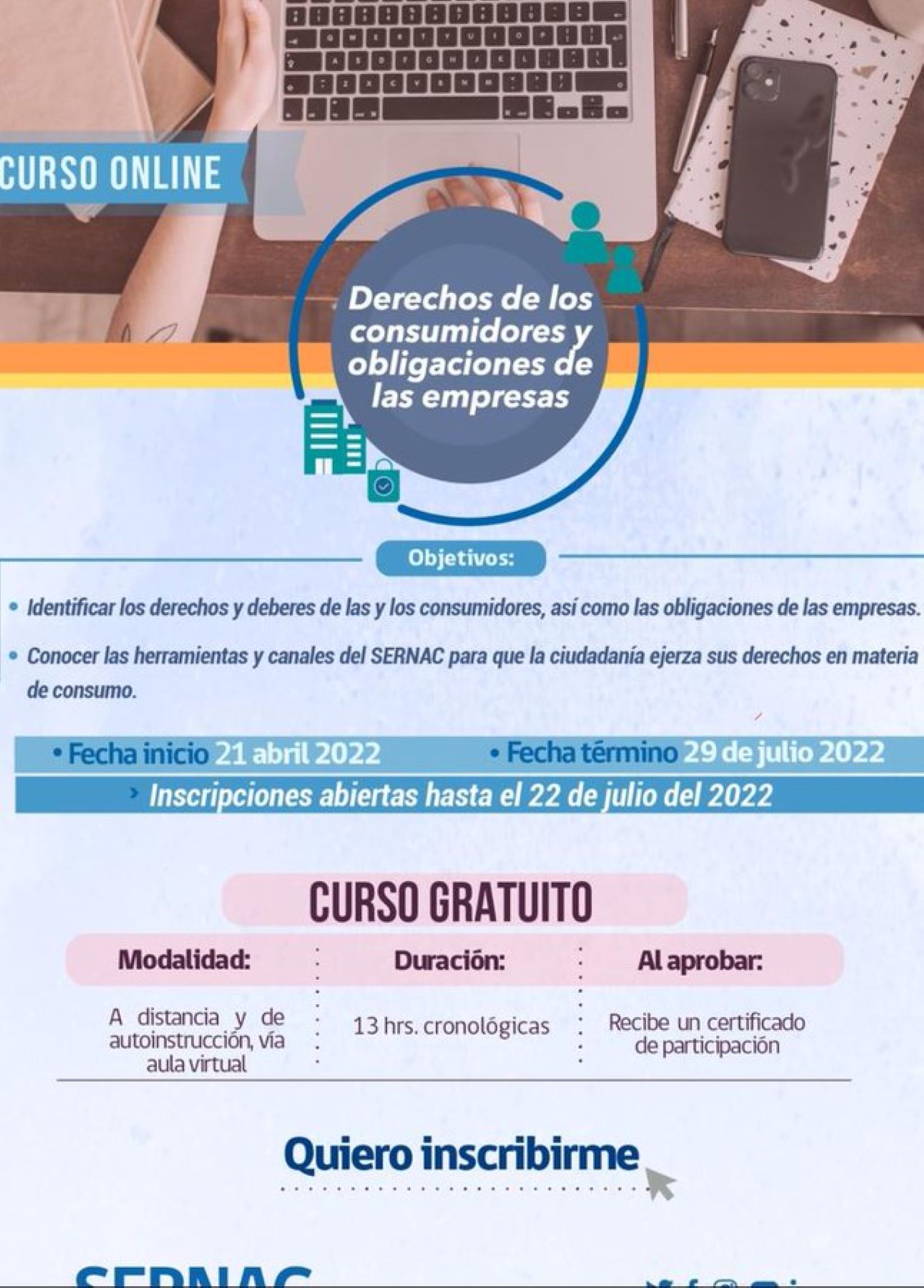 SERNAC impartirá curso «Derechos de los consumidores y obligaciones de las empresas en el marco de la Ley del Consumidor»