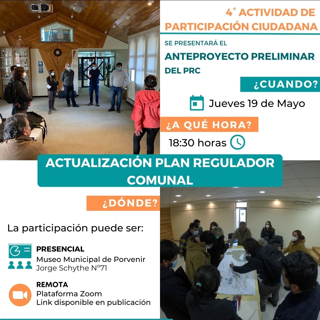 Municipalidad de Porvenir invita a actividad de participación ciudadana | Actualización del Plan Regulador Comunal de Porvenir, Tierra del Fuego